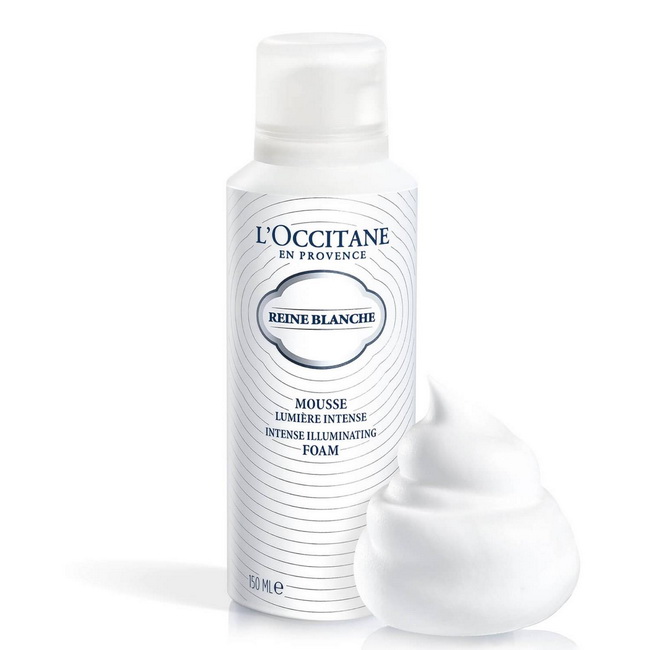 L'Occitane Reine Blanche Intense Illuminating Foam 150 ml. โฟมมิ่งคลีนเซอร์ ขั้นตอนแรกสู่ผิวกระจ่างใส ผิวสะอาดบริสุทธิ์อย่างล้ำลึก ทำความสะอาดเครื่องสำอางที่ตกค้างบนผิว สูตรผสมที่นุ่มดุจไหมเปลี่ยนรูปเป็นฟองเนื้อละเอียดเพื่อปลดปล่อยผิวให