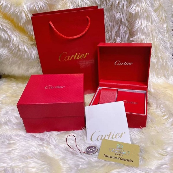 กล่องนาฬิกา แบบชุดกลาง สีแดง-แดง ครบเซ็ต แบรนด์ Cartier