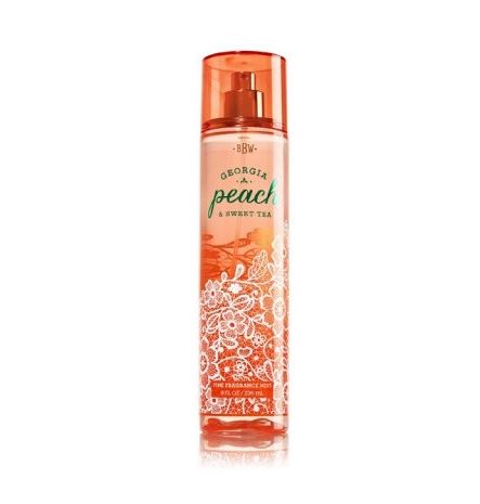 Bath & Body Works Georgia Peach & Sweet Tea Fine Fragrance Mist 236 ml. สเปร์ยน้ำหอมที่ให้กลิ่นติดกายตลอดวัน กลิ่นหอมหวานของลูกพีช ผสมกลิ่นใบชา หอมหวานไม่ซ้ำใครคะ