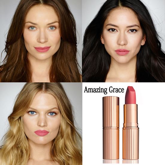 Charlotte Tilbury Matte Revolution Lipstick สี Amazing Grace ลิปสติกเนื้อแมทเนียนนุ่มที่มาในแพคเกจสุดหรู เนื้อละเอียด เกลี่ยง่าย ไม่เป็นคราบ และ สามารถกลบสีเดิมของริมฝีปากได้สูงถึง 80% มีพิกเมนท์สีเข้มข้นและมีส่วนผสมของมอยส์เจอร์ไรเซอร์เพื่อเพ