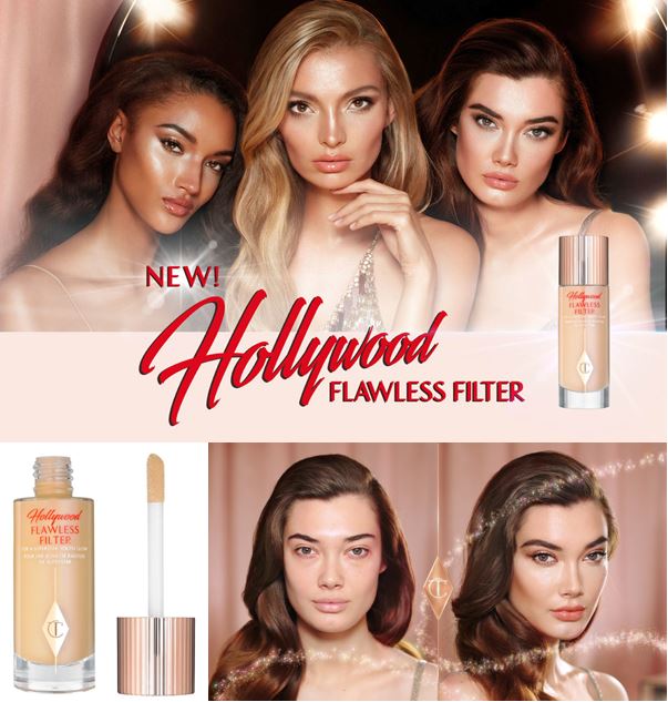 Charlotte Tilbury Hollywood Flawless Filter 30 ml. ที่สุดของงานผิวคงต้องยกให้รองพื้นตัวใหม่ล่าสุดตัวนี้เลยค่ะ รองพื้นที่ปรับสภาพผิวหน้าได้เนียนเสมือนการใส่ฟิลเตอร์ และสามารถใช้เป็นไฮไลท์ได้อีกด้วย โดยใช้ได้ทั้งก่อนและหลังรองพื้นหรือจะใช้เดี่ยว