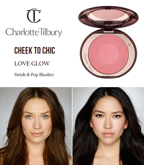 Charlotte Tilbury Cheek To Chic Swish And Pop Blusher สี Love Glow บลัช 2 สี อุดมด้วยไข่มุกบดละเอียด สีนี้จะออกชมพูใสแบบโกลว์ๆ และมีชิมเมอร์ผสมอยู่ในเนื้อสีด้วยให้ผิวเปล่งประกายไร้ขีดจำกัด ด้วย Light Flex Technology และ ไข่มุกบดละเอียด สีบลัชก