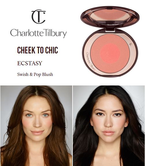 **พร้อมส่ง**Charlotte Tilbury Cheek To Chic Swish And Pop Blusher สี Ecstasy บลัช 2 สี อุดมด้วยไข่มุกบดละเอียด สีส้มพีช ให้ผิวเปล่งประกายไร้ขีดจำกัด ด้วย Light Flex Technology และ ไข่มุกบดละเอียด สีบลัชก