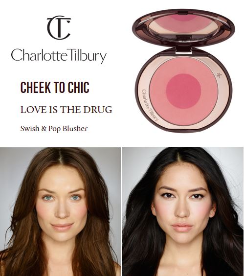 **พร้อมส่ง**Charlotte Tilbury Cheek To Chic Swish And Pop Blusher สี Love Is The Drug บลัช 2 สี อุดมด้วยไข่มุกบดละเอียด สีชมพูสดใสน่ารัก ข้างนอกเป็นชมพูพีช ข้างในเป็นชมพูเข้ม ปัดรวมกันได้สีกุหลาบ ให้ผิวเปล่งประกายไร้ขีดจำกัด ด้วย Light Flex Technology และ