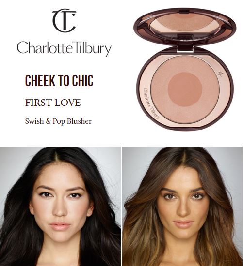 Charlotte Tilbury Cheek To Chic Swish And Pop Blusher สี First Love บลัช 2 สี อุดมด้วยไข่มุกบดละเอียด สีส้มนู้ดอ่อนๆ สำหรับการแต่งหน้าเบาๆให็ดูผิวดูใสๆธรรมชาติ ให้ผิวเปล่งประกายไร้ขีดจำกัด ด้วย Light Flex Technology และไข่มุกบดละเอียด สีบลัชกล