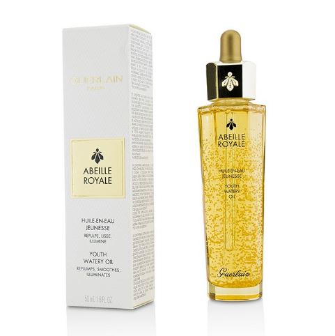 GUERLAIN Abeille Royale Youth Watery Oil 50ml. เซรั่มออยล์ สูตรใหม่ ที่ผสาน 3 พลังความเข้มข้นระหว่างเซรั่มกับความชุ่มชื่นของออยล์และความบางเบาของน้ำ ทำให้เนื้อออยล์มีความบางเบา สบายผิว ปราศจากความมันส่วนเกินบนผิว ช่วยมอบความชุ่มชื่นมอบผิวที่ดู