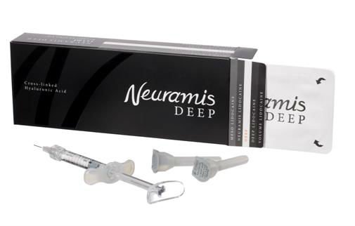 Neuramis Deep (Lidocain) ผสมยาชา ปลอดภัยสลายหมด 100% สูตรผสมยาชา 0.3% (เหมาะสำหรับเติม หน้าผาก ร่องแก้ม ขมับ เติมแก้มให้อิ่ม ฉีดได้รูปสวยมาก)