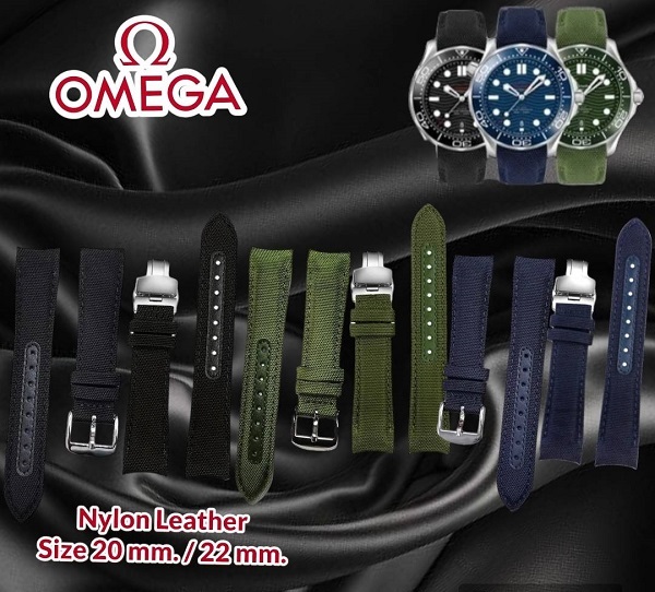 สายนาฬิกา แบบหนังหุ้มผ้าไนล่อนหลากสีใช้สำหรับ Omega