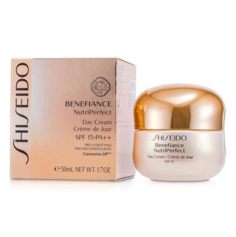 Shiseido Benefiance Nutriperfect Day Cream SPF15 PA++ 50 ml. ครีมบำรุงผิว สำหรับกลางวัน ฟื้นบำรุงผิว และริ้วรอยร่องลึก ปรับสีผิวให้สม่ำเสมอ คืนความกระชับให้ผิว มอบความชุ่มชื่น ลดความแห้งกร้านจากฮอร์โมนที่เปลี่ยนในช่วงวัย ได้ส่วนผสม เฉพาะ Carno