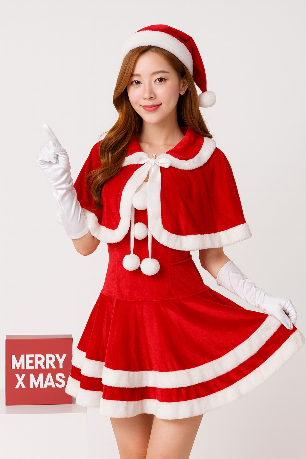 ++พร้อมส่ง++ชุดซานต้าแซนตี้น่ารักมาก มีผ้าคลุมน่ารักครบเซ็ท สวยสดใสน่ารักมาก