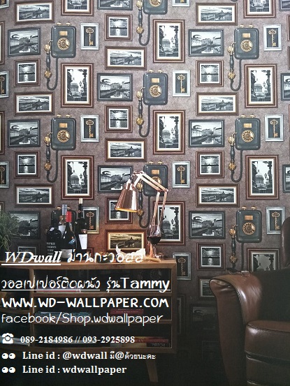 วอลเปเปอร์ติดผนัง ลายชั้นวางหนังสือ ตกแต่งห้องสมุด ห้องทำงาน ลายหนังสือพิมพ์