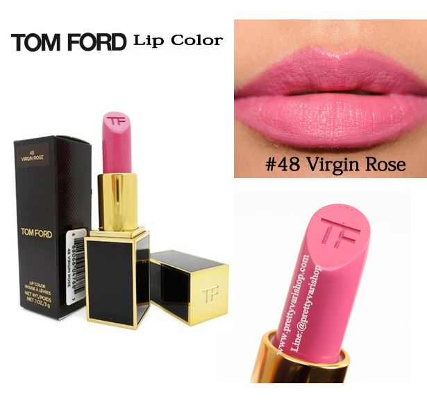 **พร้อมส่ง**Tom Ford Lip Color #48 Virgin Rose 3 g.สีชมพูกุหลาบหวานๆ ช่วยให้หน้าดูอ่อนเยาว์ลงค่ะ ลิปสติกเนื้อครีมที่มีความทึบแสงสูงสามารถกลบสีเดิมของริมฝีปากได้ 100%พิกเม้นท์สีเข้มข้นเนื้อลิปนุ่ม เนียน ละเอียด เกลี่ยง่าย ทาออกมาแล้วให้สีเรียบเนียนสม่ำเสมอ