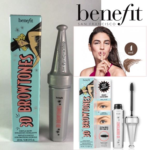 Benefit 3D BROWtones ขนาดทดลอง 2.0ml. No.04 Medium/Deep มาสคาร่าเพื่อไฮไลท์และสร้างมิติให้คิ้วสวยเป็นธรรมชาติ สูตรกันน้ำ ล้างออกง่าย มาพร้อมปลายหัวแปรงพิเศษช่วยเนรมิตสีสันให้คิ้วคู่สวยได้ง่ายทันใจในพริบตา เพิ่มความคมชัดและช่วยให้สีดวงตาของคุณโ