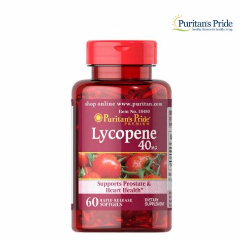 Puritan's Pride Lycopene 40 mg 60 Softgels อาหารเสริมไลโคปีน เพื่อผิวขาวกระจ่างใส ต่อต้านอนุมูลอิสระ ทำให้แก่ช้า และสามารถลดอัตราการเสี่ยงของการเกิดโรคมะเร็งหลายชนิด ไลโคปีนเป็นสารสกัดจากมะเขือเทศ ไลโคปีนเม็ดสีคาโรตินอยด์สีแดงสด เป็นสารที