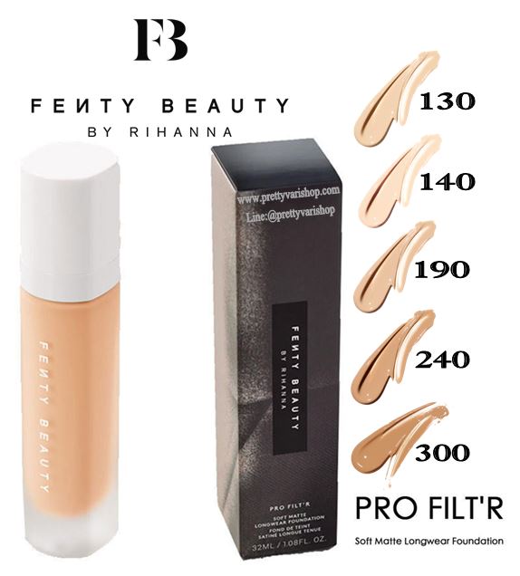 **พร้อมส่ง**Fenty Beauty By Rihanna PRO FILT'R Soft Matte Longwear Foundation 32ml. รองพื้นสูตรออยล์ฟรี ที่มอบการปกปิดในระดับปานกลาง-ระดับสูง เม็ดสีติดแน่นทนนาน กันน้ำ กันเหงื่อ ให้ผลลัพธ์เป็นแมทเพื่อผิวที่ดูสวยไร้ที่ติโดยไม่ทำให้รู้สึกหนักผิวและไม่อ