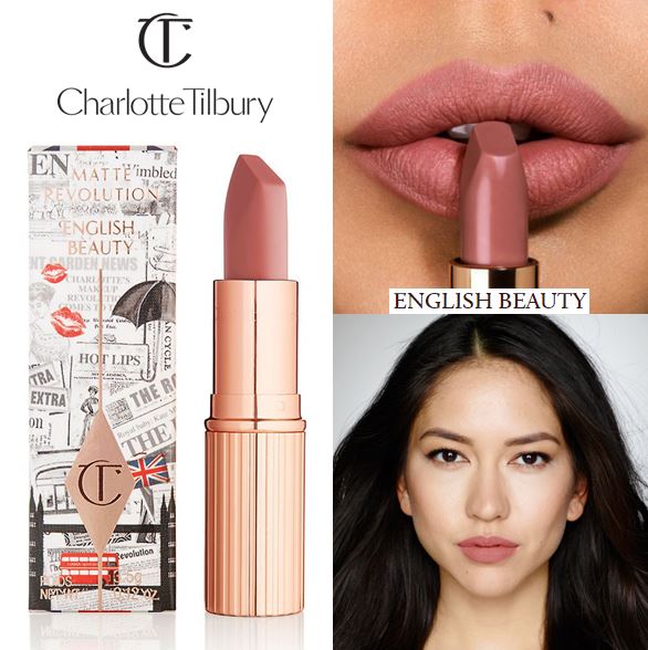 Charlotte Tilbury Matte Revolution Lipstick สี English Beauty (Limited Edition) ลิปสติกคอลเลคชั่นลิมิเต็ดอิดิชั่น เนื้อแมท โทนสี naturally nude pink สีนู้ดชมพู อ่อนหวาน ตราตรึงใจ สง่ากับผู้ดีอังกฤษเรียบหรูดูมีมาดตัวจริงเลยค่ะ