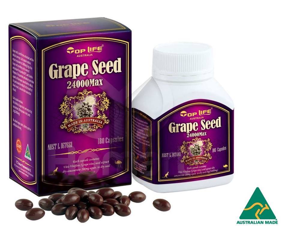 Grape Seed Extract Max 24,000 mg  ( 180 เม็ด ) ผลิตภัณฑ์เสริมอาหาร  สารสกัดจากเมล็ดองุ่น เพื่อผิวพรรณเปล่งป