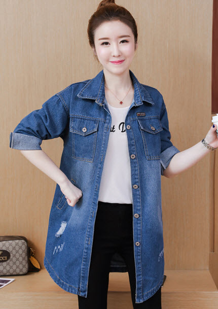 พรีออเดอร์ เสื้อกันหนาว แขนยาว คอปก มีกระเป๋าข้าง เป็นเสื้อตัวยาว สี เข้ม