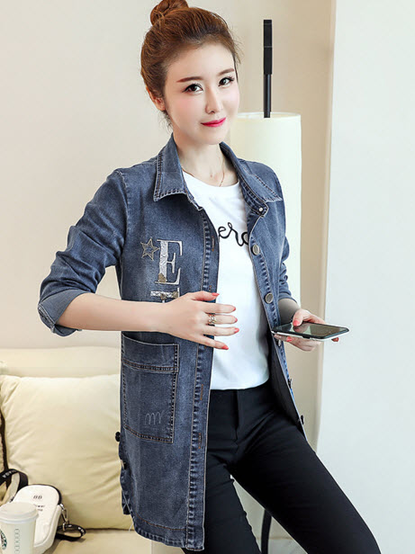 พรีออเดอร์ เสื้อคลุมยีนส์ ตัวยาว สียีนส์ 