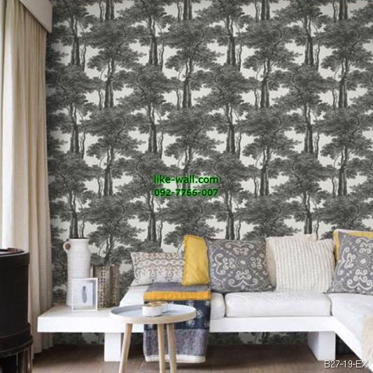 วอลเปเปอร์ลายต้นไม้ สีดำขาว