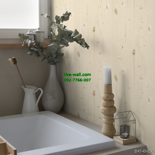 วอลเปเปอร์ลายแผ่นไม้ สีครีม