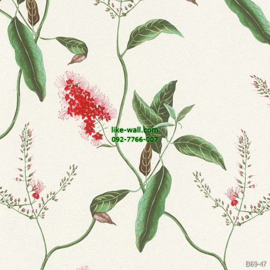 วอลเปเปอร์ลายดอกไม้ สไตล์โมเดิร์น สีแดง