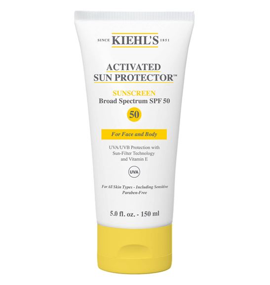 Kiehl's Activated Sun Protector Sunscreen For Face and Body SPF 50 ขนาด 150ml. ครีมกันแดดสำหรับผิวหน้าและผิวกาย เนื้อบางเบา SPF 50 ปกป้องผิวจากอันตรายจากรังสี UVB ได้ถึง 98% ใช้เทคโนโลยี Sun-filter เพิ่มการปกป้องให้ยาวนาน สูตรกันน้ำ ผสานแ