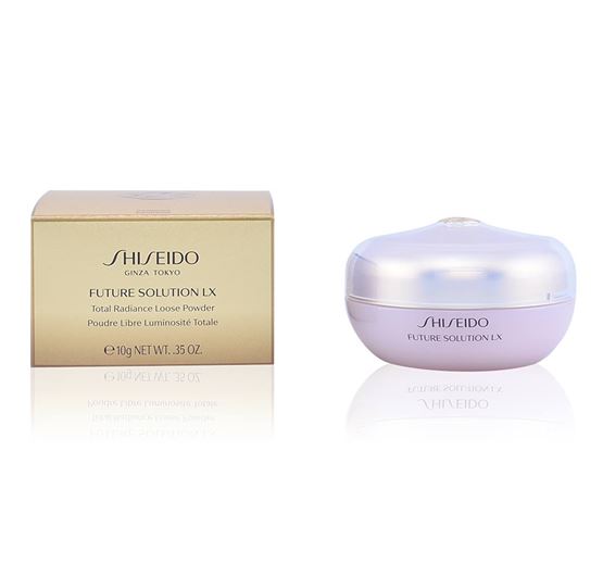 Shiseido Future Solution Lx Total Radiance Loose Powder E 10 g. แป้งฝุ่นเนื้อเนียนนุ่มให้ความรู้สึกหรูหรา กลมกลืนไปกับผิว มอบความเปล่งให้ผิวแลดูเป็นธรรมชาติปรับสีผิวให้ดูเนียนสวยอย่างสมบูรณ์แบบ เพิ่มความสว่างให้กับผิว ให้ดูโกล์ว อ่อนนุ่ม ละเอี