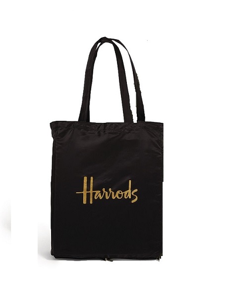 Harrods ถุงผ้า รุ่น  Black Logo Zipped Pocket Bag(สีดำ)***พรีออร์เดอร์