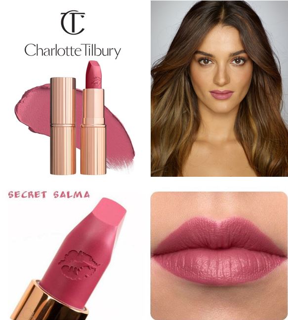 **พร้อมส่ง**Charlotte Tilbury Hot Lips Matte Revolution Lipstick สี Secret Salma สีที่ได้แรงบันดาลใจมาจาก ซัลมา ฮาเยกโทนสีชมพูอมม่วง ลิปสติกเนื้อแมทเนียนนุ่มที่มาในแพคเกจสุดหรู เนื้อละเอียด เกลี่ยง่าย ไม่เป็นคราบ และ สามารถกลบสีเดิมของริมฝีปากได้สูงถึง 80