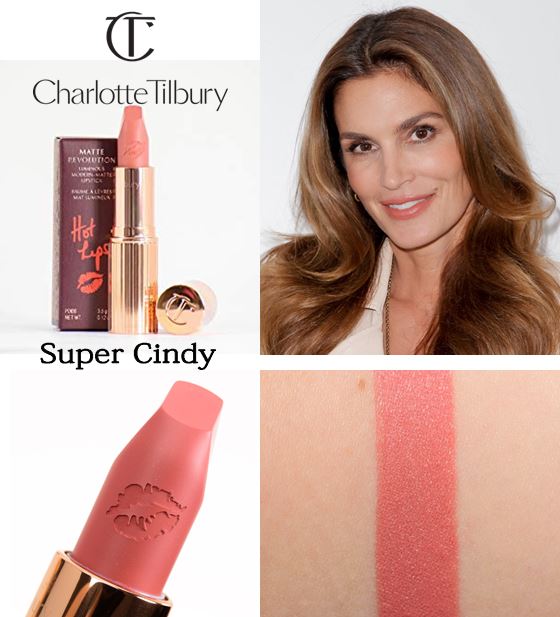 **พร้อมส่ง**Charlotte Tilbury Hot Lips Matte Revolution Lipstick สี Super Cindy สีที่ได้แรงบันดาลใจมาจาก ซินดี้ ครอว์ฟอร์ดโทนสีนู้ดส้มอมน้ำตาล ลิปสติกเนื้อแมทเนียนนุ่มที่มาในแพคเกจสุดหรู เนื้อละเอียด เกลี่ยง่าย ไม่เป็นคราบ และ สามารถกลบสีเดิมของริมฝีปากได