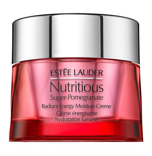 ESTEE LAUDER Nutritious Super-Pomegranate Radiant Energy Moisture Creme 50 ml. ใหม่ล่าสุดเนื้อครีมนุ่มนวลหรูหราช่วยโอบล้อมผิวให้ได้รับความชุ่มชื้นในระดับลึก และให้คุณรู้สึกเบาสบายผิวยาวนาน มอบการปรนนิบัติผิวด้วยประสิทธิภาพจาก Anti-oxidant ที่ช