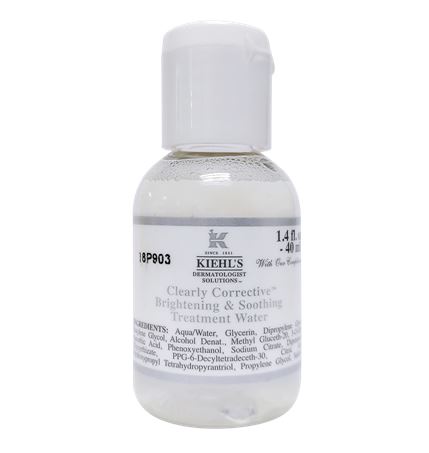 Kiehl's Clearly Corrective Brightening & Soothing Treatment Water ขนาดทดลอง 40 ml. ปลอบประโลมและทำความสะอาดพร้อมเสริมความกระจ่างใสของผิว ช่วยให้โทนสีผิวดูสม่ำเสมอ คืนความสดชื่นสู่ผิวในทันทีที่สัมผัส และช่วยให้ผิวสว่างใสขึ้นอย่างเห็นได