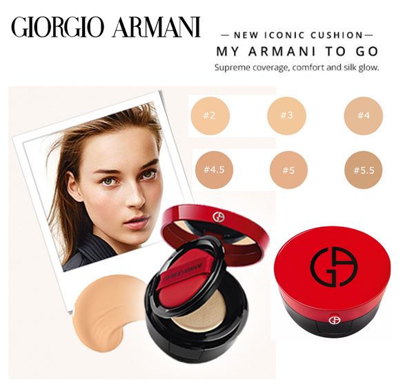 **พร้อมส่ง**Giorgio Armani My Armani To Go Essence-In-Foundation Cushion SPF 23 ขนาด 15 g. คุชชั่นใหม่ ในตลับสีแดงสุดฮอตเนื้อบางเบาที่ทำให้ผิวหน้ากระจ่างใสเรียบเนียนดูเป็นธรรมชาติผิวเปล่งประกายได้ตลอดวันเนรมิตผิววาวสวยสุขภาพดี ทางแบรนด์ผสมเอสเซ้นส์บำรุงผิ