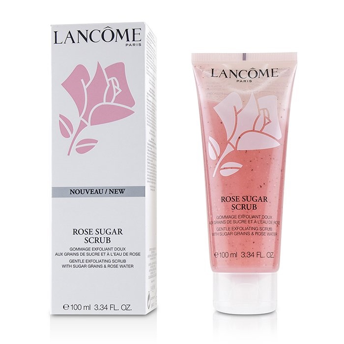 Lancome Rose Sugar Scrub 100 ml. สครับกุหลาบ ผลัดเซลล์ผิวอย่างอ่อนโยน ด้วยเนื้อสัมผัสอุ่นขึ้นทันทีที่สครับ มอบผิวเนียนนุ่มแลดูกระจ่างใสอมชมพูขึ้น จนสัมผัสได้ เมื่อใช้ 2-3 ครั้งต่อสัปดาห์หลังล้างหน้า ผลัดเซลล์ผิวทำจากน้ำตาลผสานด้วยคุณค่าจากน้ำก