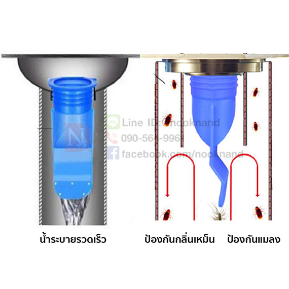 (ขนาดเล็ก)ชุดอุปกรณ์กันกลิ่นท่อน้ำทิ้งป้องกันกลิ่นเหม็นและแมลงที่มาตามท่อน้ำ