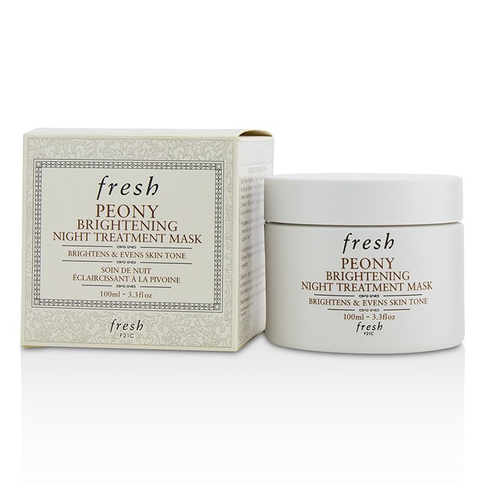 Fresh Peony Brightening Night Treatment Mask 100 ml. มาสก์สูตรกลางคืน ที่ได้รับการพิสูจน์แล้วว่าช่วยปรับสีผิวให้สม่ำเสมอและฟื้นบำรุงผิวให้สว่างกระจ่างใส ช่วยมอบและรักษาความชุ่มชื้นในผิวได้ยาวนาน 24 ชั่วโมง พร้อมฟื้นบำรุงผิวให้เรียบเนียนและช่วย