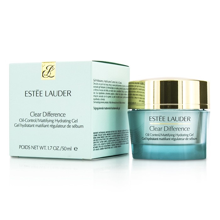 ESTEE LAUDER Clear Difference Oil Control/ Mattifying Hydrating Gel 50 ml. มอยส์เจอไรเซอร์เนื้อเจลปราศจากน้ำมันช่วยให้ผิวรู้สึกสดชื่นและผ่อนคลาย ช่วยให้รูขุมขนดูเล็กลงเพื่อผิวโดยรวมที่แลดูกระจ่างใสเรียบเนียน ควบคุมความมันส่วนเกินเพื่อให้ผิวรู้