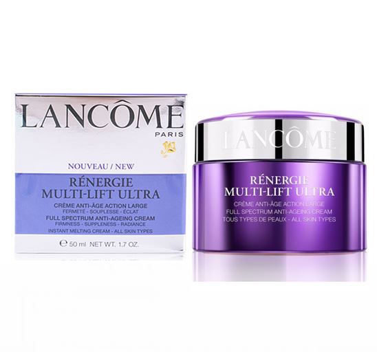 Lancome Renergie Multi Lift Ultra Full Spectrum Anti Ageing Cream 50 ml. ครีมลดเลือนริ้วรอยสูตรเข้มข้น สำหรับทุกสภาพผิว อายุ25 ปีขึ้นไป เพื่อผิวกระจ่างใส ตึงกระชับ อ่อนเยาว์ ใน 1 เดียว เนื้อเข้มข้น แต่ซึมซาบไว ไม่เหนียวเหนอะหนะ ฟื้นบำ