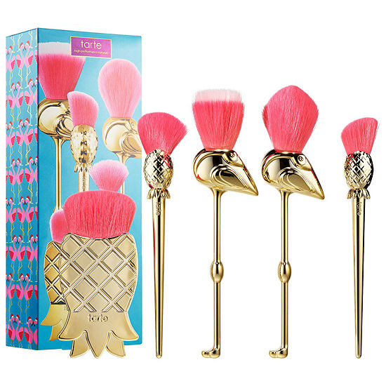 Tarte Let's Flamingle Brush Set (Limited Edition) เซตแปรงแต่งหน้ารุ่น Limited Edition 5 ชิ้นที่ได้รับแรงบันดาลใจมาจากสัปปะรด และนกฟลามิงโก