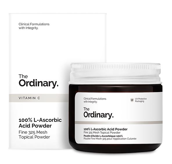 The Ordinary 100% L-Ascorbic Acid Powder 20 g. ผงวิตามินซีบริสุทธิ์เข้มข้น 100% ใช้ผสมซีรั่มหรือครีมบำรุงผิวประจำวันของคุณได้ ช่วยผลัดเซลล์ผิวชั้นนอก เผยผิวกระจ่างใส เปล่งประกาย ดูเรียบเนียน วิตามินซีเป็นสารต้านอนุมูลอิสระที่มีประสิ