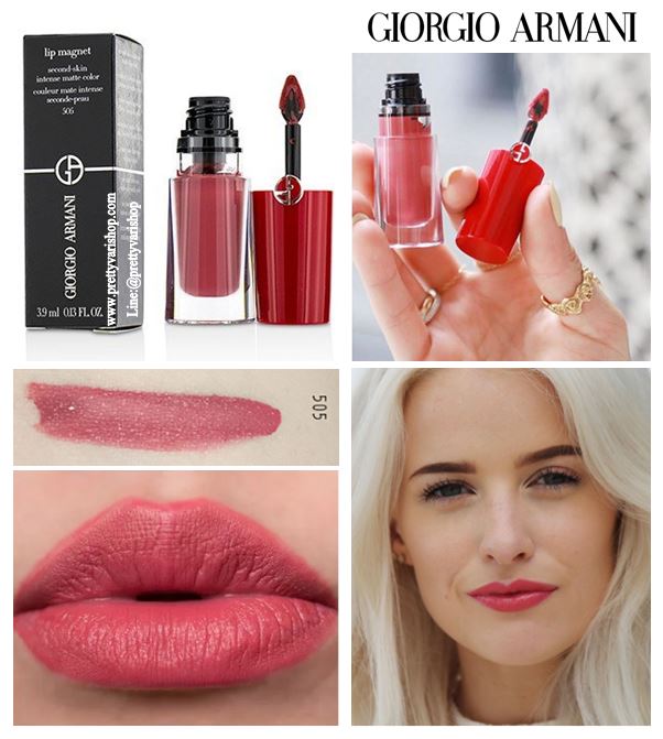 **พร้อมส่ง**Giorgio Armani Lip Magnet Second Skin Intense Matte Color 3.9 ml #505 Second Skin ลิควิดลิปสติก เม็ดสีเข้มข้นสูงให้ความคมชัด ไร้น้ำหนัก แมตต์ขั้นสุด เฉดสีหลากหลาย คงอยู่สวยสมบูรณ์แบบยาวนาน 8 ชั่วโมง