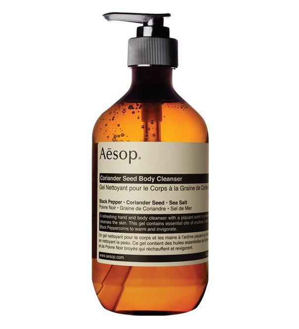 Aesop Coriander Seed Body Cleanser 500 ml. คลีนเซอร์ทำความสะอาดมือและผิวกายสูตรคืนความสดชื่น เหมาะกับทุกสภาพผิว สูตรฟองน้อย มอบกลิ่นหอมแนวเครื่องเทศและไม้ ปลุกเร้าประสาทสัมผัสให้แช่มชื่นด้วยสารสกัดจากเมล็ดพริกไทยดำ เนื้อผลิตภัณฑ์เป็นเจล ความรู