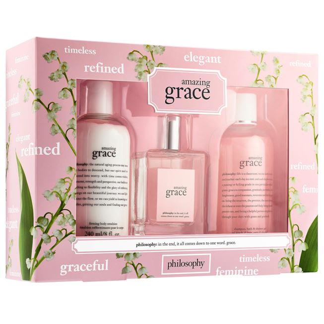 **พร้อมส่ง**Philosophy Amazing Grace EDT Set 3 Items (Limited Edition)เซ็ตของขวัญ ชุดเซ็ตน้ำหอมและผลิตภัณฑ์ดูแลผิวกาย กลุ่ม Amazing Grace กลิ่นหอมสะอาดอ่อนหวานที่ได้รับการันตีด้วยรางวัลมากมาย ด้วยกลิ่น Whisper-Soft Floral ที่สะอาดนุ่มนวลหอมโรแมนติกดุจสาวแ