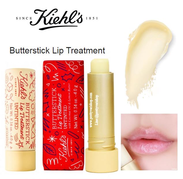 Kiehl's Butterstick Lip Treatment Untinted 4.0 g. (Limited Edition) ลิปทรีทเม้นท์ใหม่ล่าสุด ในแพคเกจลิมิเต็ดต้อนรับเทศกาลคริสมาสต์ ช่วยบำรุงริมฝีปากที่แห้งแตกด้วยส่วนผสมของน้ำมันมะพร้าวและเลมอนบัตเตอร์ ไม่ผสมสารกันแดด SPF ช่วยให้ริมฝีปากเ