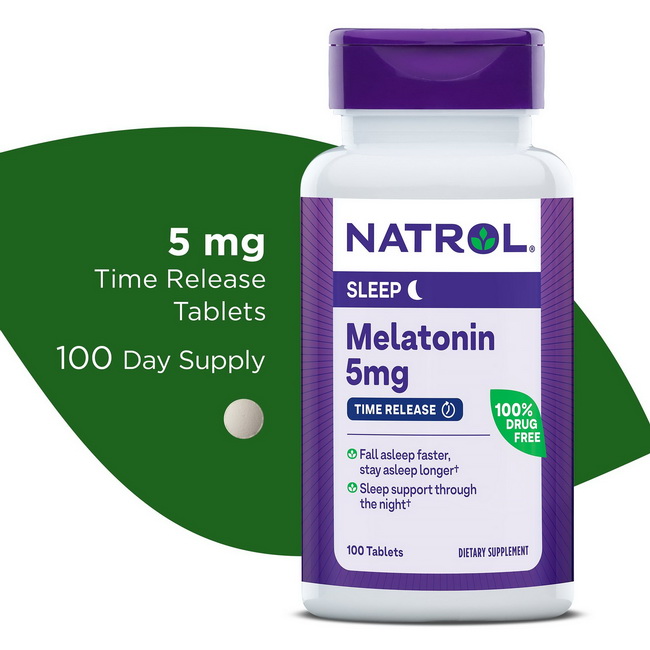 Natrol Melatonin Sleep 5 Mg 100 Tablets สูตร Time Release ของแท้จาก US 100% วิตามินเมลาโทนิน 5 mg. แบบเม็ดกลืน ทานง่าย เป็นเม็ดวิตามินรุ่น Time Release ดูดซึมได้ดียิ่งขึ้น ให้ผลดียิ่งขึ้น เพิ่มวิตามินบี 6 ช่วยควบคุมอารมณ์และการนอนหลับของเรา ทำให้นอนหลับได