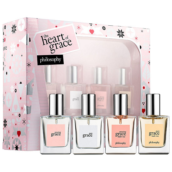 *พร้อมส่ง*Philosophy The Heart of Grace Set 4 Items (Limited Edition) เซ็ตของขวัญ ต้อนรับเทศกาลแห่งความสุข จากฟิลอสโซฟี รวบรวมน้ำหอม The Heart of Grace 4 กลิ่นเสมือน 4 สาวที่มีนิสัยแตกต่าง ได้แก่ สาวหวาน, สาวโรแมนติก, สาวสปอร์ตเกิร์ล หรือจะเป็นสาวเซ็กซี