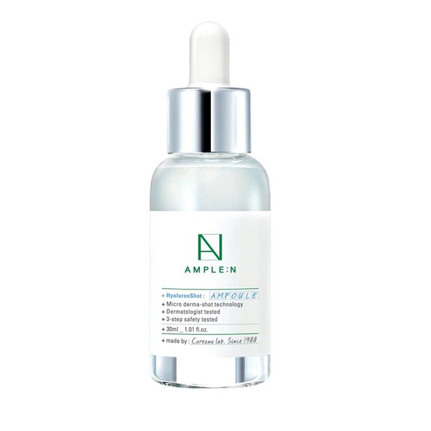 Coreana Ample :N Hyaluron Shot Ampoule (Moisturizing Hyluronic Acid) 30 ml. เซรั่มสูตรไฮยาลูรอน เติมความชุ่มชื่นด้วยเซรั่มสูตรไฮยาลูรอน ที่มีส่วนช่วยในการกักเก็บความชุ่มชื้นบนใบหน้า ไม่ให้ผิวแห้งกร้าน เนื้อเซรั่มจะตรงเข้าฟื้นฟูผิว ให้ผิวหน้าชุ