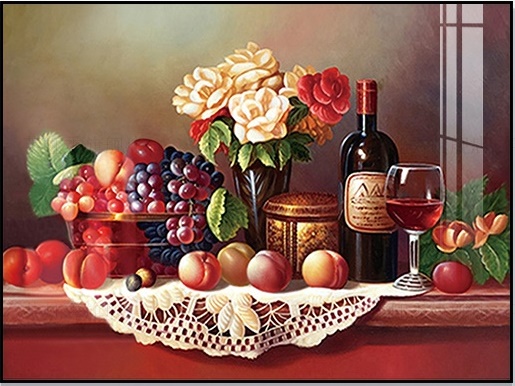 Wine and fruits (พิมพ์ลาย)