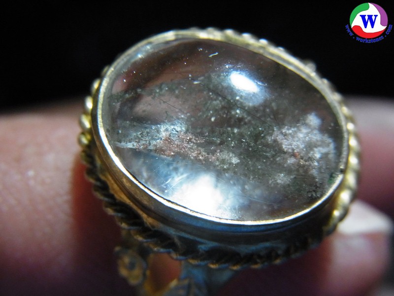 แหวนทองเหลือง แก้วโป่งข่ามนำโชค ปวก 3 สี และขนเหล็ก แหวนเบอร์ 58 ครึ่ง